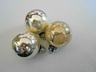 3 Vintage Christmas Ornaments Rauch Mercury Glass Balls Silver Usa