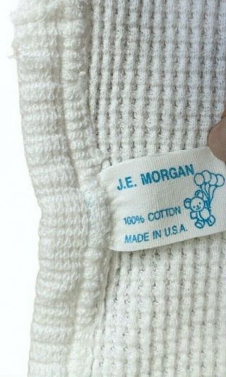 Vintage Baby Morgan Blanket Receiving White Thermal Balloons Made in USA 31x27 3