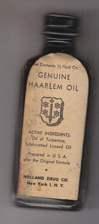 Vintage Medicine Bottle Haarlem Oil 1/2 Fluid Oz.  Nos