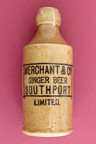 Vintage C1900s Merchant & Co Southport Merseyside Stone Ginger Beer Bottle