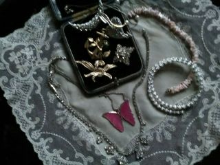 A Good Selection Of Vintage Costume Jewellery,  Butterfly Heart Anchor.