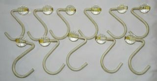 Vintage Shower Curtain Hooks Rings Metal With Clear Heads,  Set Of 11