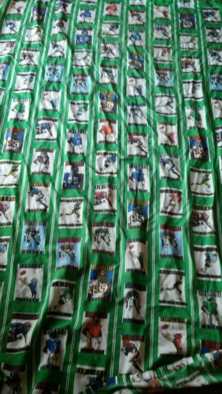 Vintage 1989 Nfl Football Teams Green Twin Flat Sheet Fabric