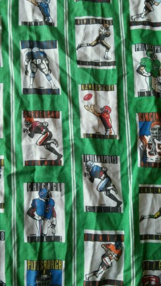 Vintage 1989 NFL Football Teams Green Twin Flat Sheet Fabric 2