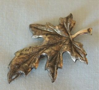 Vintage Beau Sterling Silver Oak Maple Leaf Brooch Pin