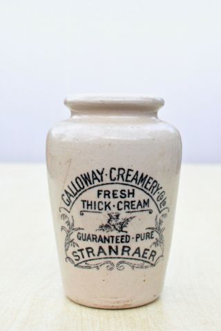 Vintage C1900s Galloway Creamery Co Ld Stranraer Stoneware Cream Pot Jar