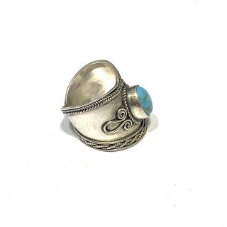 Size 5 Vintage Jewelry Sterling Silver.  925 Turquoise tone ring Tribal Boho 119 3