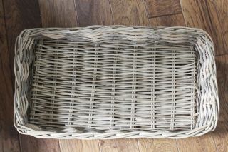 Vintage Wicker Basket Tray - Large Vintage French Basket Tray - Boho Chic