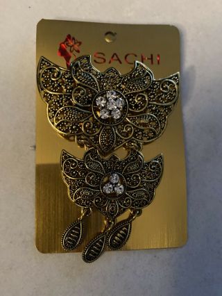 Vintage Signed Sachi Rhinestone Pin Brooch Nwc Lovely None On Ebay Statement