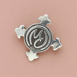 Blushed Sterling Silver Vintage Letters M & J Initials Cross Lapel Pin