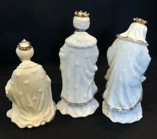 BON TON Jade Porcelain Nativity Figurines 3 Wise Men Vintage Set Gold Accent EUC 3