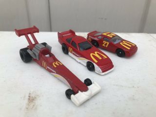 3 Vintage Hot Wheels Mcdonalds Die - Cast Dragster Car Toy 1993