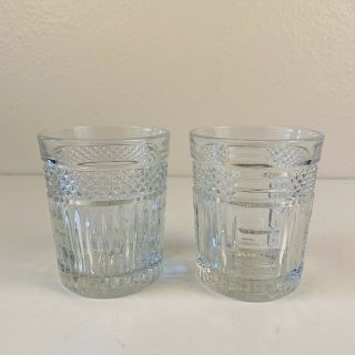 Vintage Whiskey Bourbon Textured Crystal Glasses,  Set Of 2 Libbey,  Circa 1970 