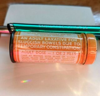 Vintage Medicine tin RAMON ' S PINK PILLS AN ADULT LAXATIVE BROWN MFG CO Le Roy NY 2