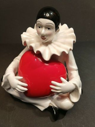 Vintage Sigma Tastesetter Pierrot Clown Mime Holding Heart Music Box