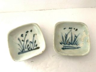 Vintage Japanese Blue And White Small Plates (r48)