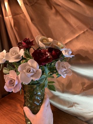Aynsley Long Stem Artificial Vintage Porcelain /bone China Flowers 11 Roses