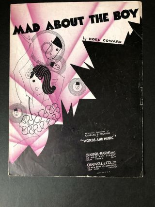 Vintage Sheet Music Noel Coward “mad About The Boy” Art Deco Cover Jori