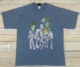Vintage 1999 Official Giant Korn Issues Album Promo Graphic Blue T - Shirt Size Xl