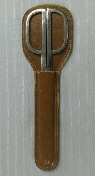 Vintage Italian Italy 9 " Scissors With Brown Leather Case Made In Germany