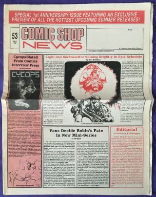 1980s Vintage Comic Shop News 53 July 6 1988 Zine Guide Previews