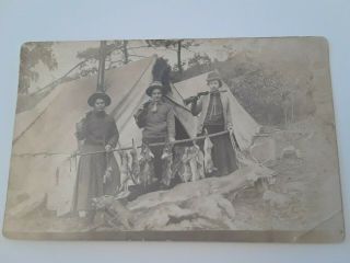 Old Hunting Rppc - Real Photo Postcard Of 3 Women Hunters,  Guns,  Camp,  Deer Etc - Vg