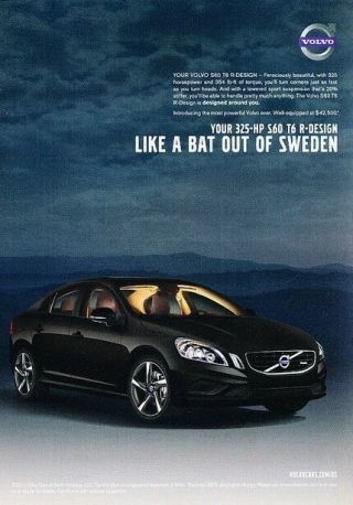 2012 Volvo S60 R - Design T6 Advertisement Print Art Car Ad J888