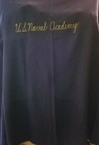 Vintage Military Wool Blanket,  Blue W/gold Embroidered U.  S.  Navl Academy 72 " X81 "