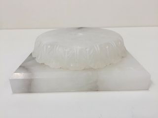 Vintage Alabaster Table Lamp Base Part,  Made In Italy,  6 1/4 " X 6 1/4 " X 2 " High