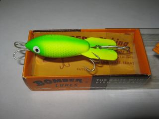 Vintage Bomber Model 2f Yg Rattler Fishing Lure W/box Lemon Lime