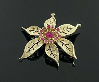 Vintage Rhinestone Flower Brooch Signed Sarah Coventry Gold Tone Pink Rs 121