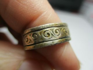 Sterling Silver 925 Estate Vintage Solid Swirl Pattern Band Ring Size 4.  25