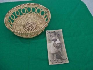 Vintage Gullah Sweetgrass Hand Woven Loop Round Basket