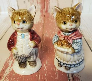 Vintage Otagiri Japan Ceramic Mr.  & Mrs.  Kitty Cat Salt & Pepper Shakers