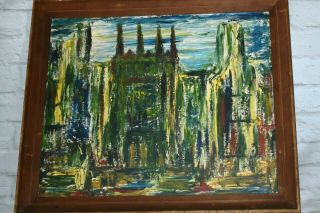 Vintage Saint Patrick Ny Ny American Modern Abstract Oil Painting On Paper Board