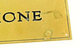 Vintage Brass TELEPHONE Sign Plaque 12 