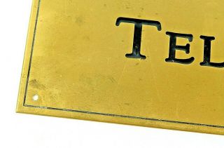 Vintage Brass TELEPHONE Sign Plaque 12 