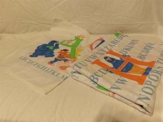 Vintage Sesame Street Abc Alphabet Twin Flat Sheet & Pillowcase Muppets (95)