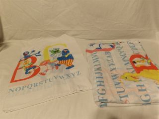 Vintage Sesame Street ABC Alphabet Twin FLAT Sheet & Pillowcase Muppets (95) 2