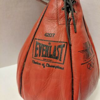 VTG Everlast Red Leather 4lb Boxing Speed - Bag 4207 Gyro Balanced w/ Swivel Mount 3