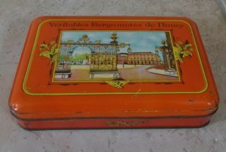 Vintage French Candy Bergamotes De Nancy Advertising Tin Box France 7