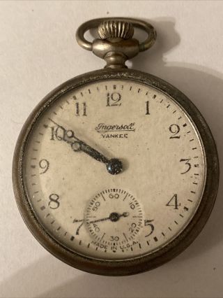 Vintage Ingersoll Yankee Pocket Watch Made In U.  S.  A.