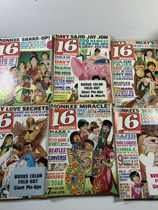 6 Vintage 16 Magazines Beatles Monkees Sajid Raiders