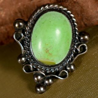 Vintage Taxco Mexico Sterling Silver Green Stone Turquoise Clip On Pendant