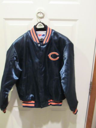Vintage Satin Style Jacket Chicago Bears Adult Medium Nfl Swingster Usa Football