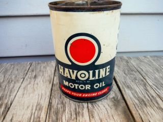 Vintage 1 Quart Havoline Motor Oil Can Empty Metal Nr Man Cave