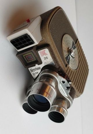 Vintage Keystone 8mm Cine Film Camera K 26 Triple Turret