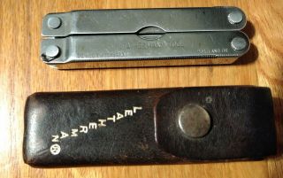 Vintage Leatherman Multi - Tool With Leather Sheath Made In Usa - Portland,  Or