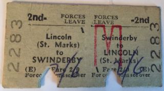 Railway Ticket Lincoln St.  Marks To Swinderby Issued