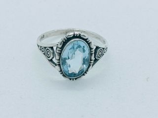 Vintage Sterling Silver Tlm Thomas L Mott Aquamarine Ring Jewellery Size L